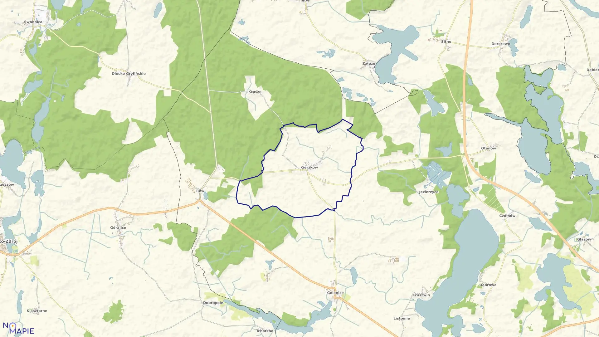 Mapa obrębu Kierzków w gminie Myślibórz