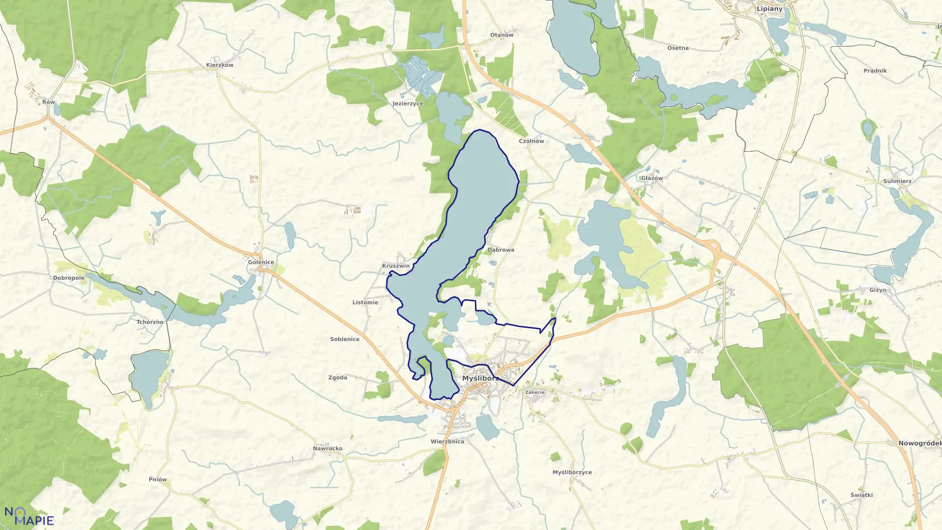 Mapa obrębu MYŚLIBÓRZ 1 w gminie Myślibórz